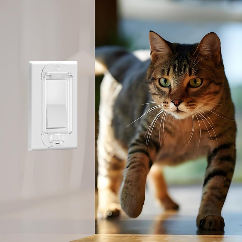LRANFOW 4 Light Switch Guard Cover, Baby Proof Wall Switch Cover Guard for Rocker Light Switch Protects Your Lights or Circuits from Being Accidentally Turned On or Off - Image 4